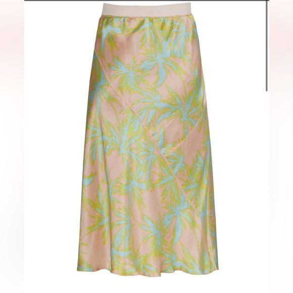 ATM Palm Print Silk Charmense Midi Skirt - Picture 8 of 13